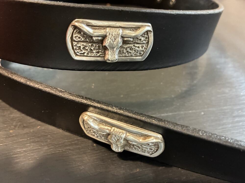 Black Genuine Leather Belt with 4 Bull Head Conchos Sizes 28, 30, 32, 38